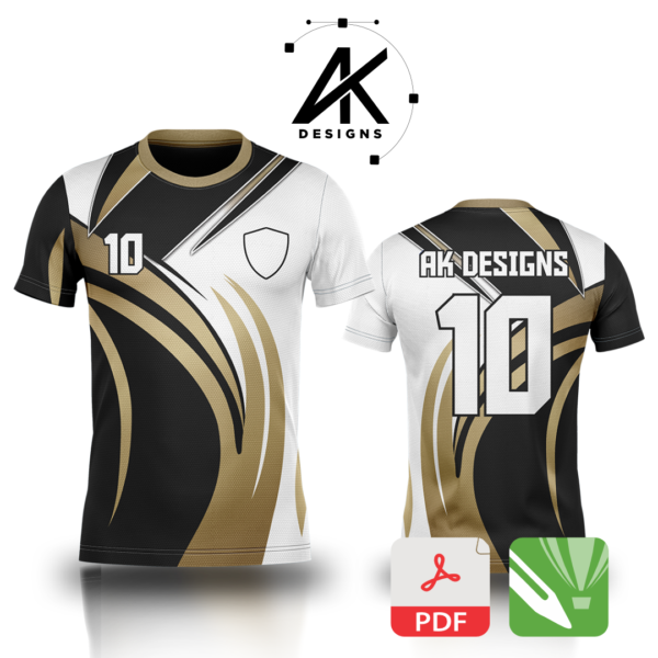 Arte Vetor Camisa Futebol - 02 - Preto e Dourado
