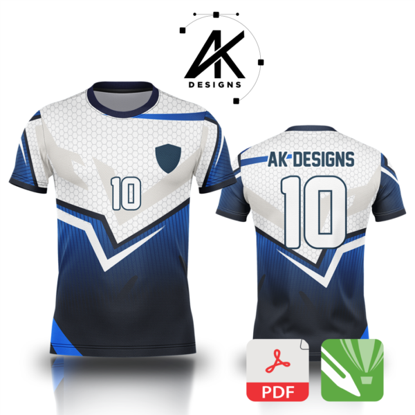 Arte Vetor Camisa Futebol - 03 - Abstrata Azul