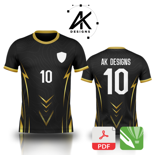 Arte Vetor Camisa Vôlei - 01 - Preto e Dourado