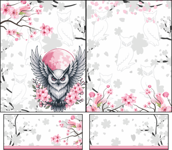 Arte Vetor Camisa Interclasse - Coruja Sakura - Image 2